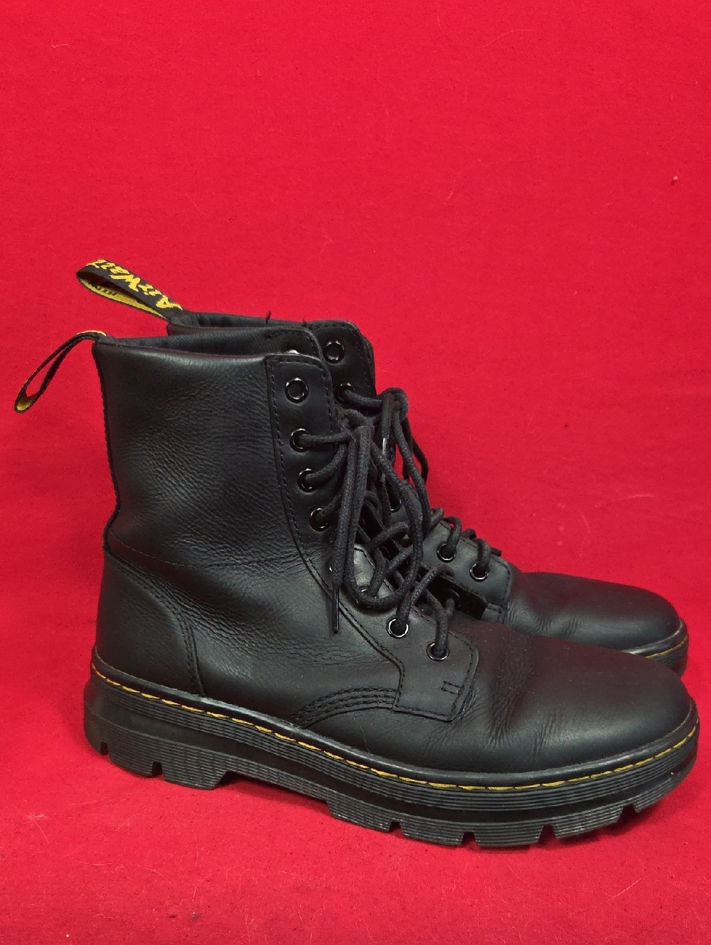 DR MARTENS Combs Leather Casual Boots Black Mens Size 8 Womens Size 9